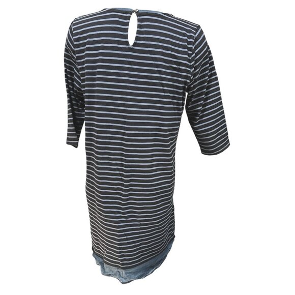 J. JIll Notched Neck Striped 3/4 Sleeve Casual Denim Lined Sheath Dress Sz Mediu - Picture 4 of 16